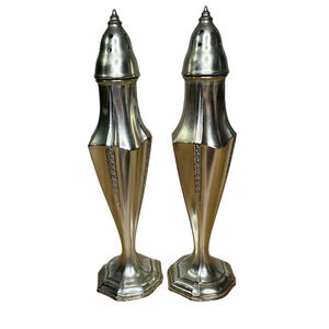 Vintage La France‎ Salt Pepper Shakers Pair Art Deco Silver Plate Made in USA